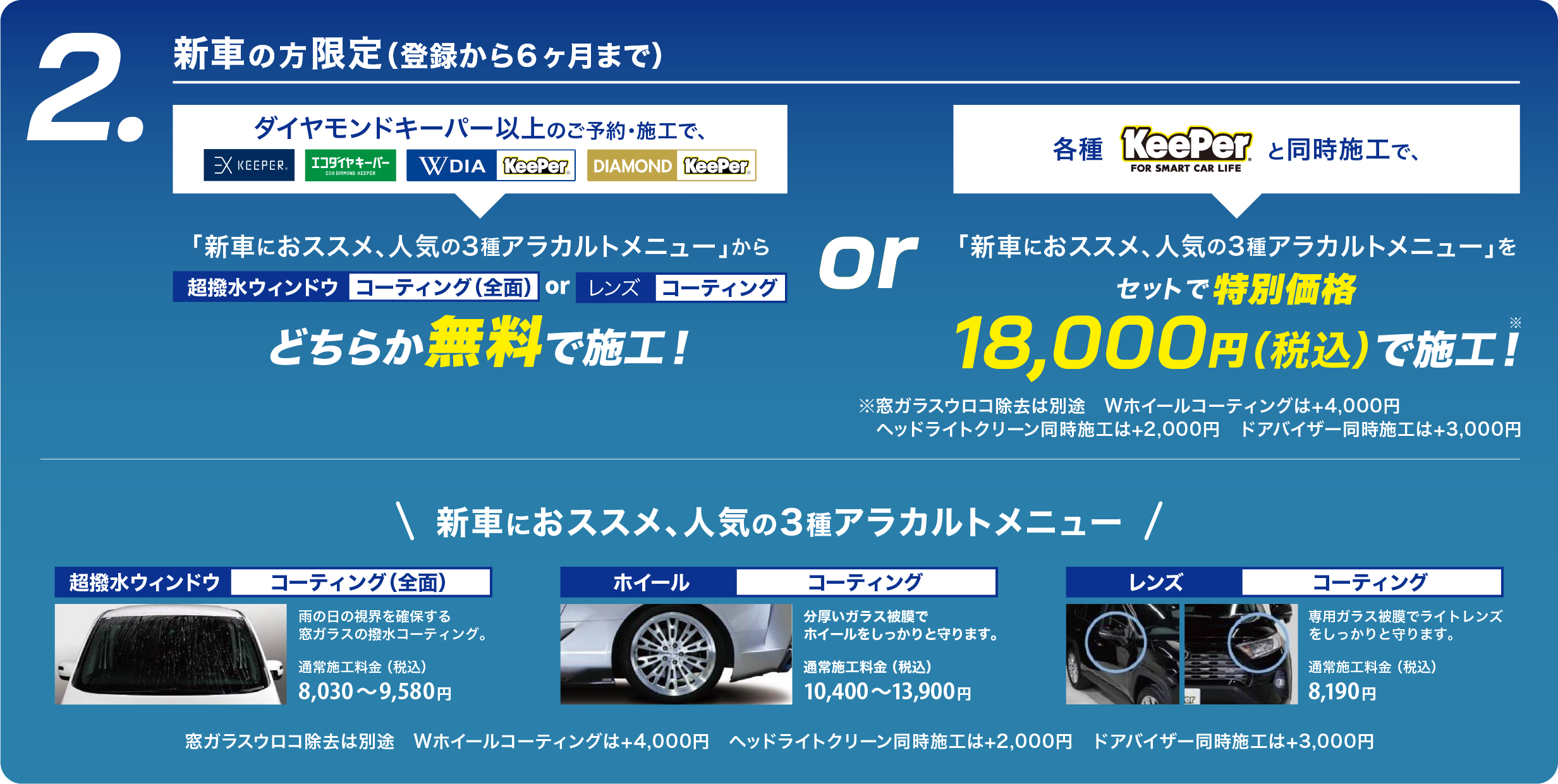 2.新車の方限定、無料コーディング